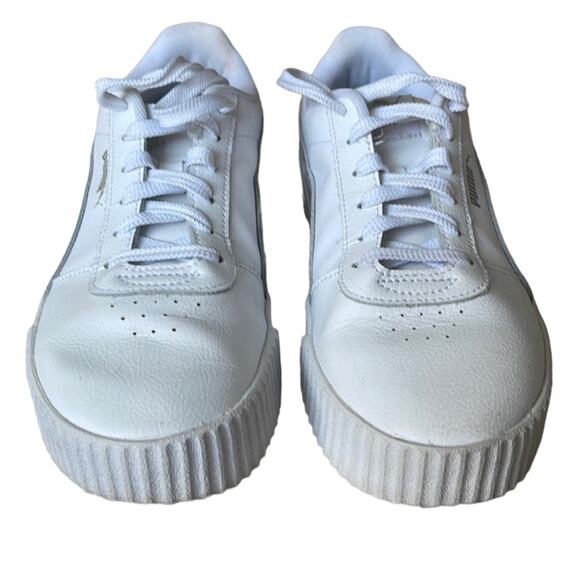 Puma Platform Sneakers Womans Size 9 Carina White Leather Athletic Shoes - Picture 4 of 9